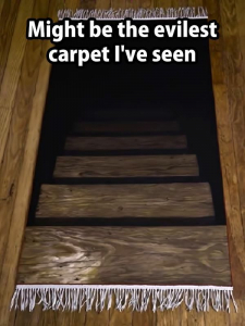 Pic of rug with stairs on it